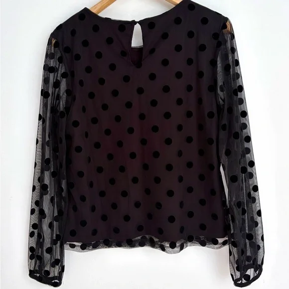Sheer Polka Dot Mesh Blouse - Flocked Dots - NWT - Size XL - Picture 1 of 6